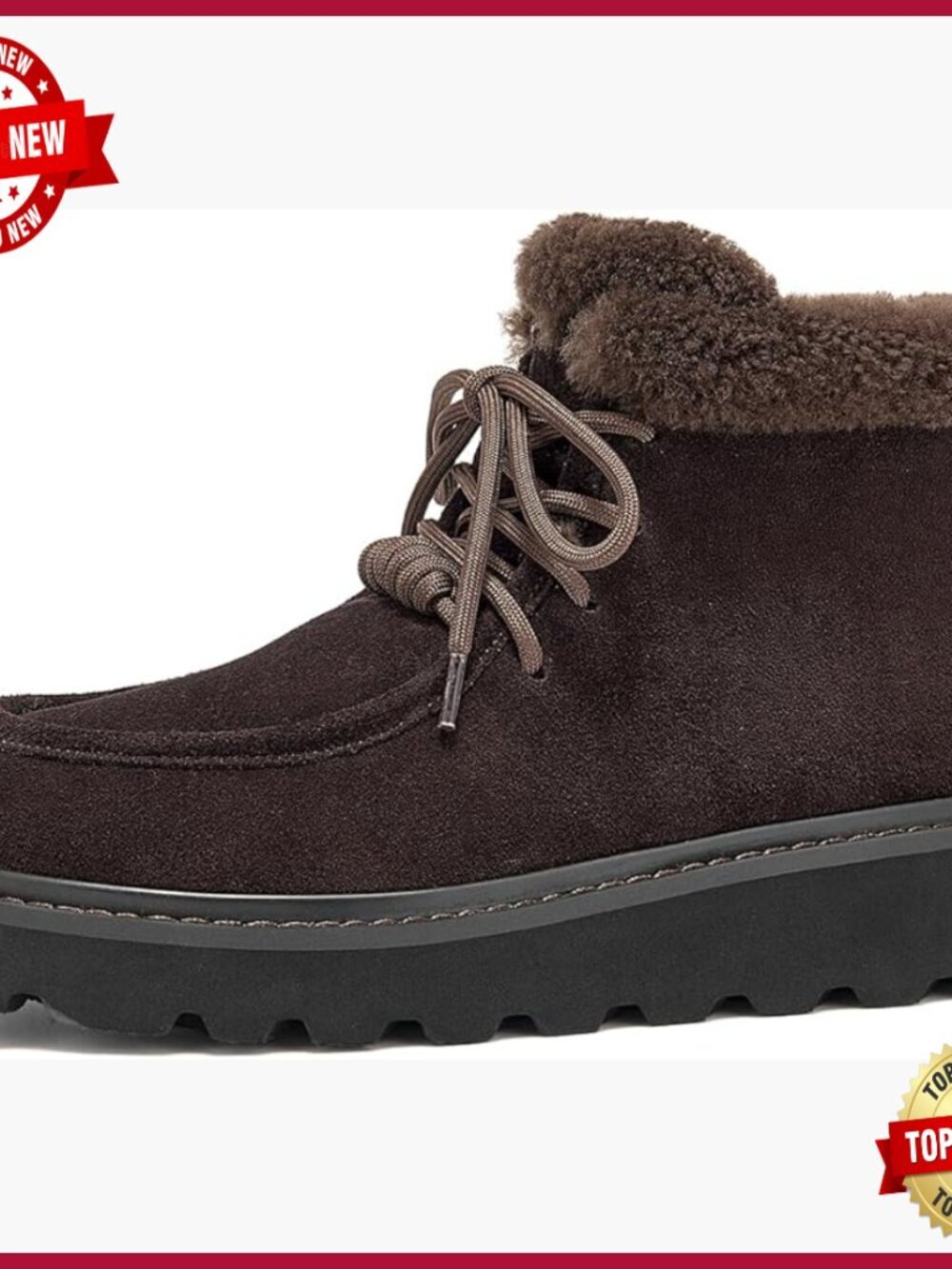 Winter Snow Boots, Genuine Suede Platform Boots, Warm Fur Lined Lace Up Ankle